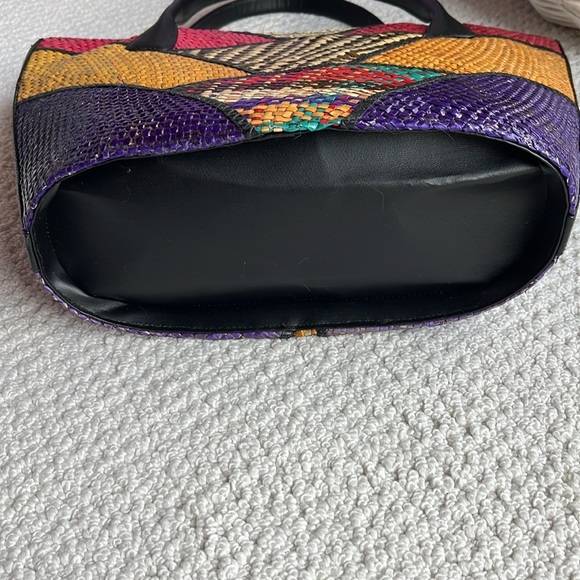 Straw Bag  Small tote  shoulder bag  Multi  Color  NWOT   Coated straw  Plastic - Picture 13 of 13